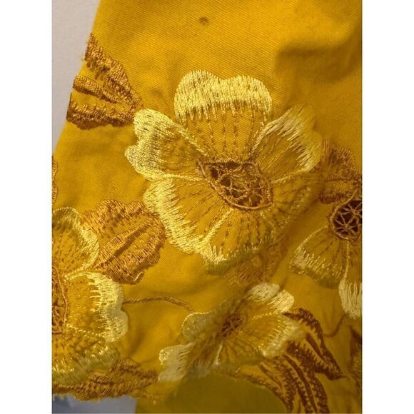 Vintage 60s Goldenrod Floral Embroidered Pants Set XS/S - Picture 3 of 9